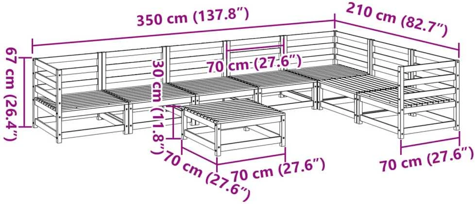 Sodo sofos komplektas, 8 dalių, impregnuota pušies mediena