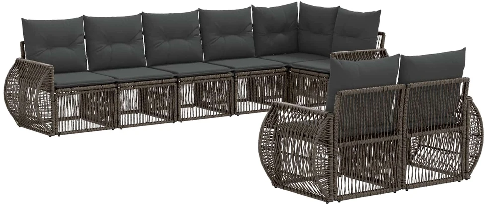 Sodo Sofų Rinkinys 8 vnt. Pilka ir tamsiai pilka poliratanas