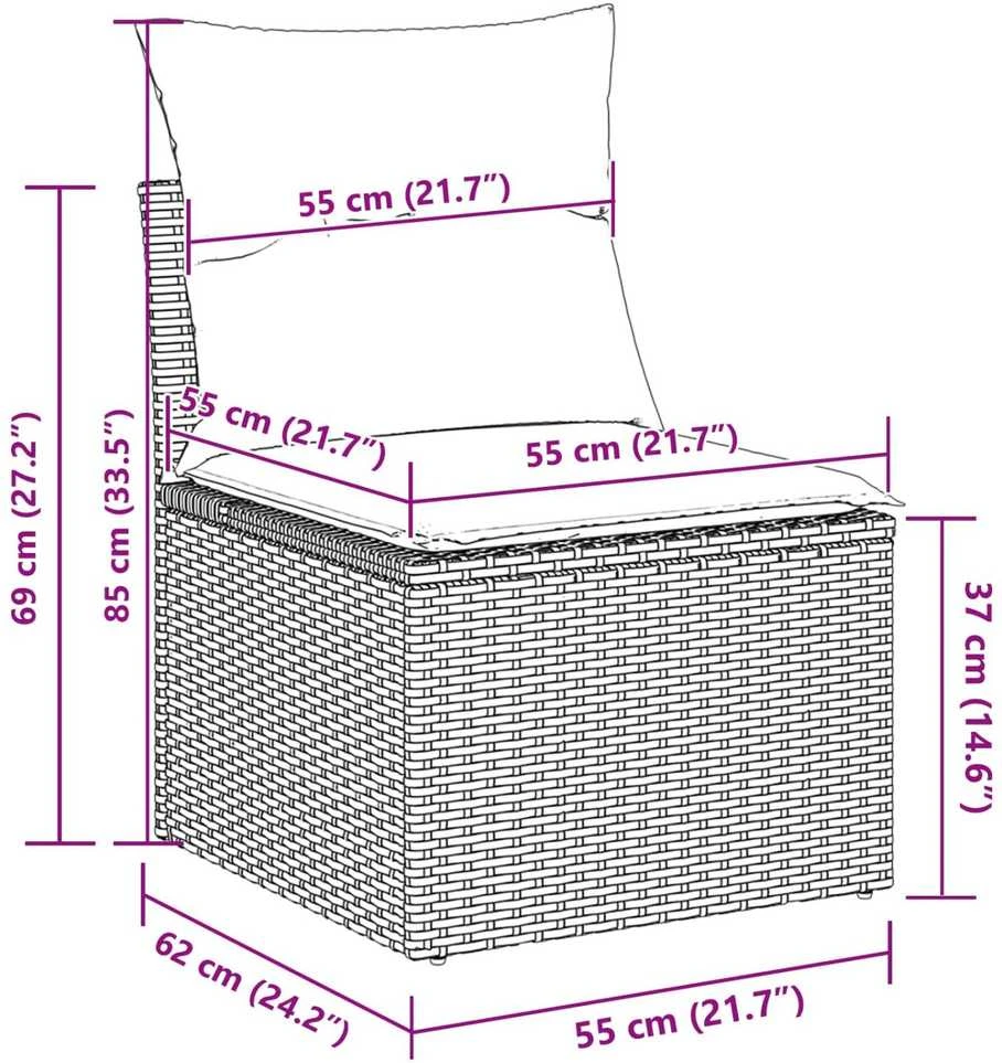 Lauko baldų komplektas Sodo Sofų Rinkinys 6 vnt. Pilka poliratanas