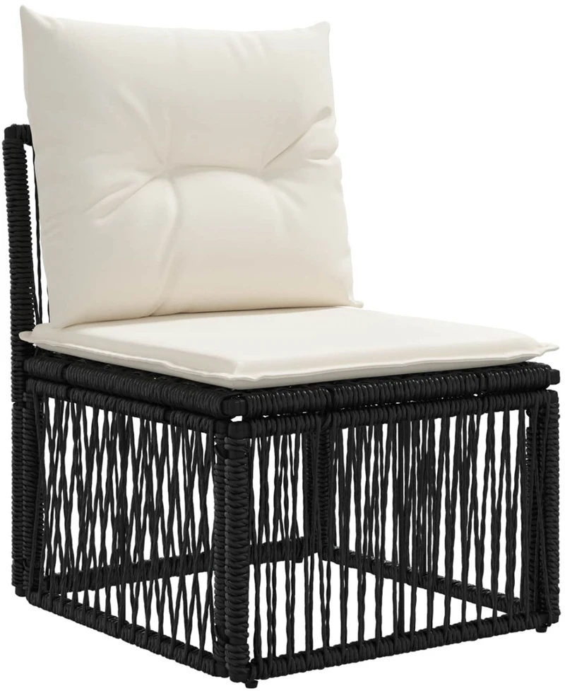 Lauko baldų komplektas Sodo Sofų Rinkinys 9 vnt. Juoda poliratanas