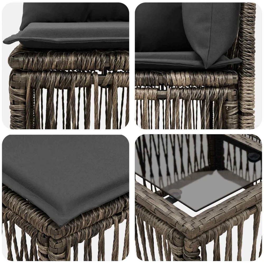 Lauko baldų komplektas Sodo Sofų Rinkinys 13 vnt. Pilka poliratanas