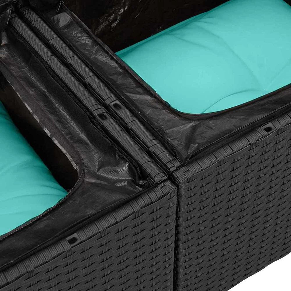 Lauko baldų komplektas Sodo Sofų Rinkinys 7 vnt. Juoda ir turkio poliratanas