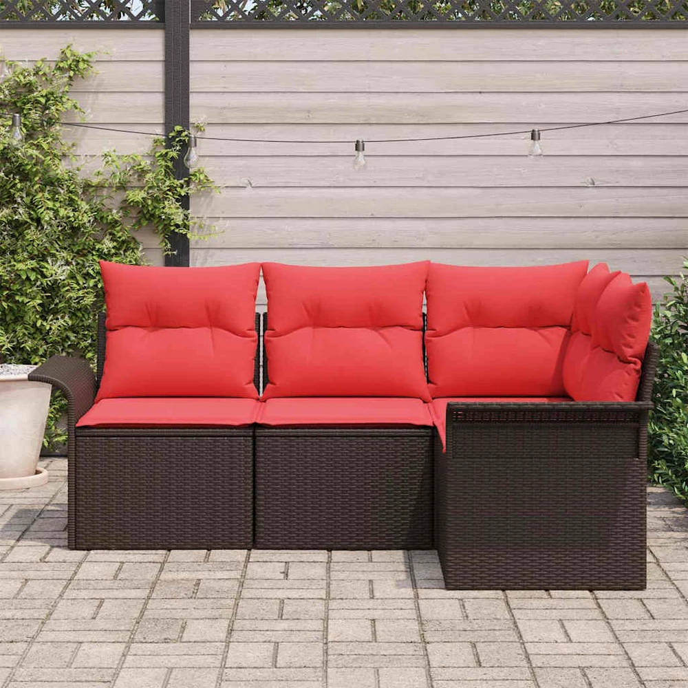 Sodo Sofų Rinkinys 4 vnt. Ruda poliratanas