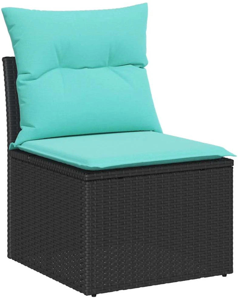 Lauko baldų komplektas Sodo Sofų Rinkinys 8 vnt. Juoda Poli ratanas