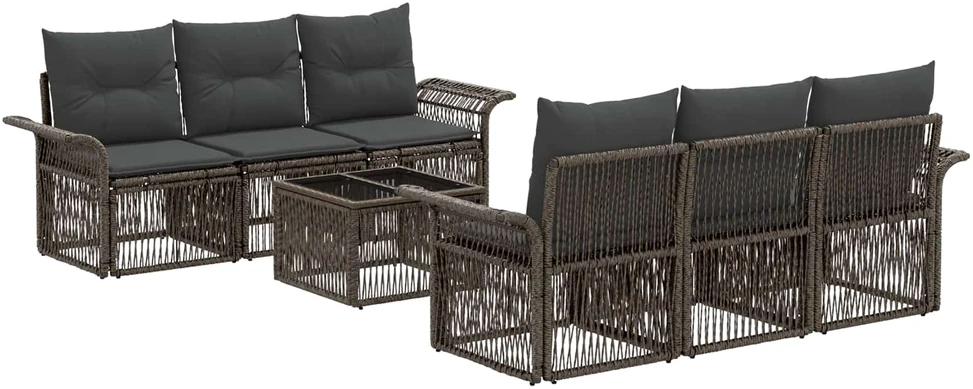Lauko baldų komplektas Sodo Sofų Rinkinys 7 vnt. Pilka 55 x 55 x 37 cm poliratanas