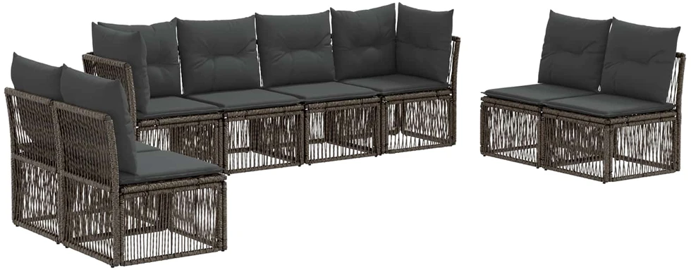 Sodo Sofų Rinkinys 8 vnt. Pilka poliratanas