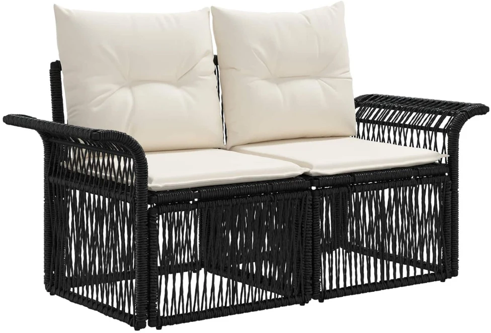 Lauko baldų komplektas Sodo Sofų Rinkinys 11 vnt. Juoda poliratanas