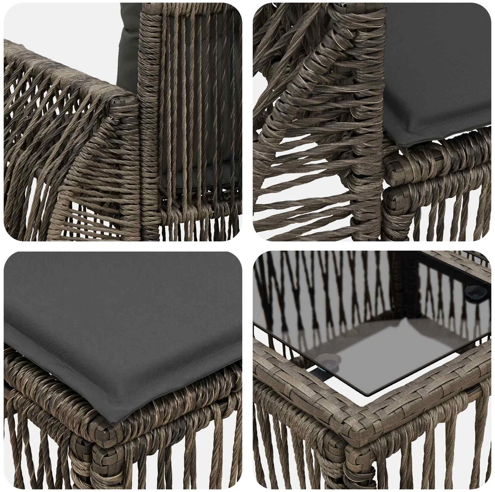 Sodo Sofų Rinkinys 7 vnt. Pilka ir tamsiai pilka poliratanas
