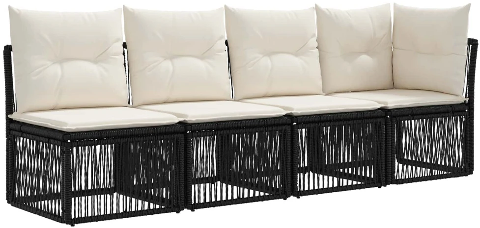 Lauko baldų komplektas Sodo Sofų Rinkinys 12 vnt. Juoda poliratanas