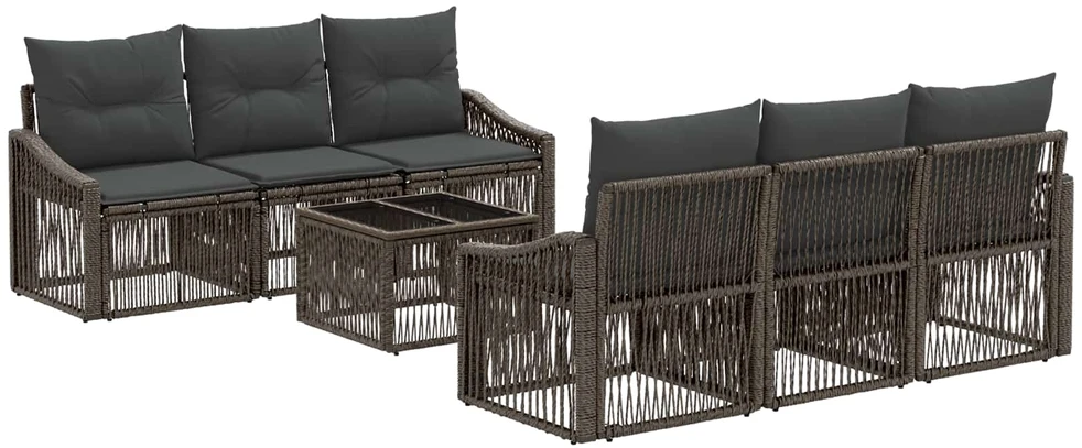 Lauko baldų komplektas Sodo Sofų Rinkinys 7 vnt. Pilka 55 x 55 x 37 cm poliratanas