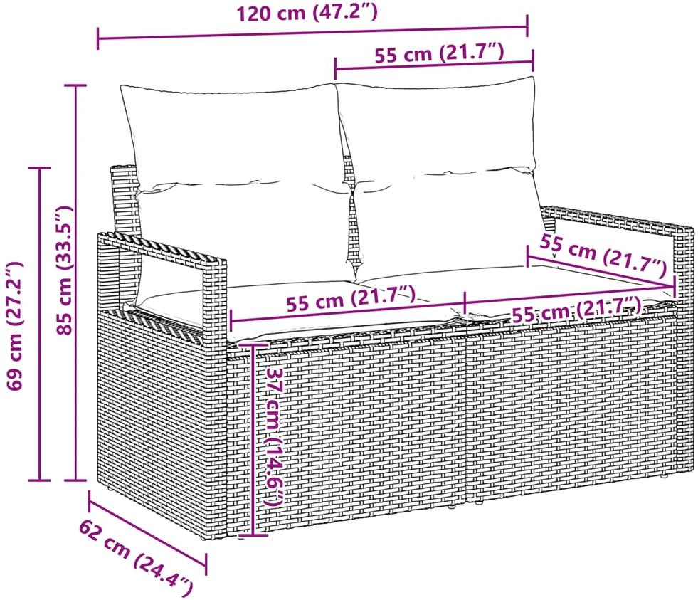 Sodo Sofų Rinkinys 5 vnt. Pilka poliratanas