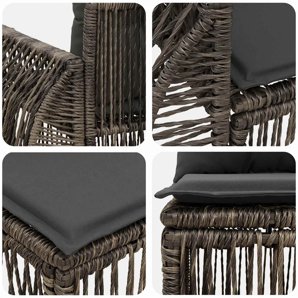 Lauko baldų komplektas Sodo Sofų Rinkinys 11 vnt. Pilka ir tamsiai pilka poliratanas