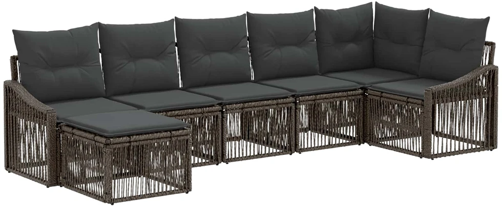 Sodo Sofų Rinkinys 7 vnt. Pilka poliratanas