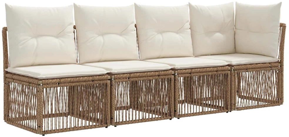 Lauko baldų komplektas Sodo Sofų Rinkinys 10 vnt. Smėlio poliratanas