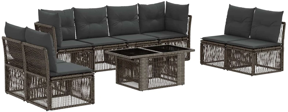 Lauko baldų komplektas Sodo Sofų Rinkinys 9 vnt. Pilka 100 x 55 x 73 cm poliratanas