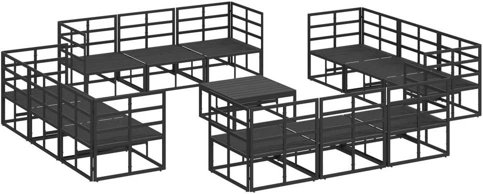 Sodo Sofų Rinkinys 13 vnt. Juoda metalas