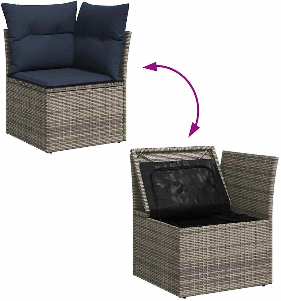 Sodo Sofų Rinkinys 7 vnt. Pilka poliratanas