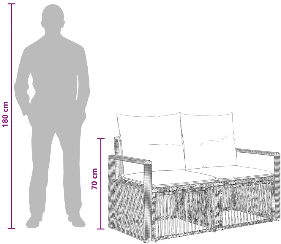 Lauko baldų komplektas Sodo Sofų Rinkinys 12 vnt. Pilka poliratanas