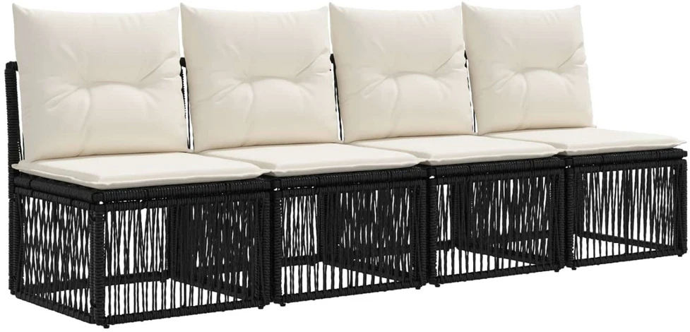 Lauko baldų komplektas Sodo Sofų Rinkinys 11 vnt. Juoda poliratanas