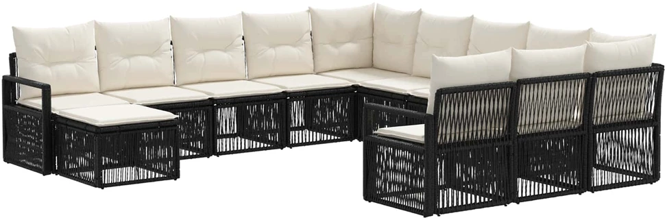 Sodo Sofų Rinkinys 12 vnt. Juoda poliratanas