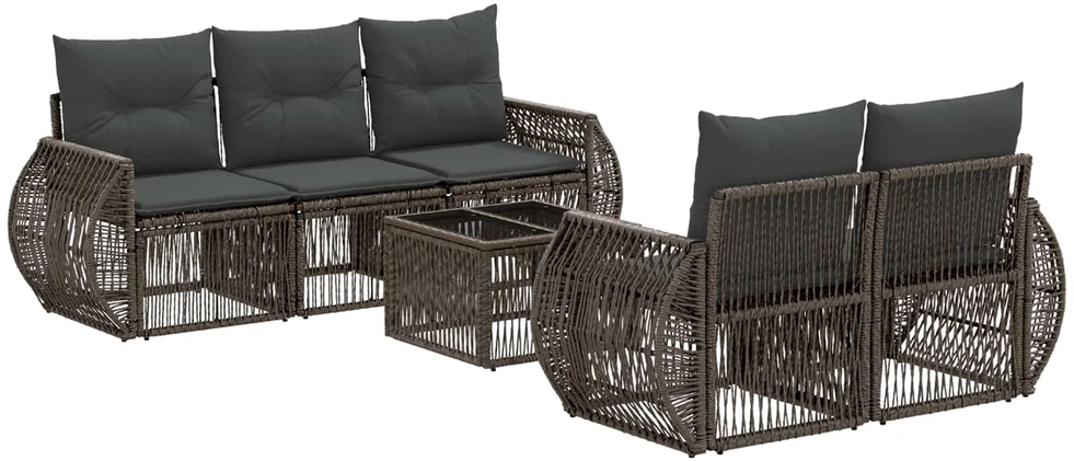 Lauko baldų komplektas Sodo Sofų Rinkinys 6 vnt. Pilka 55 x 55 x 37 cm poliratanas