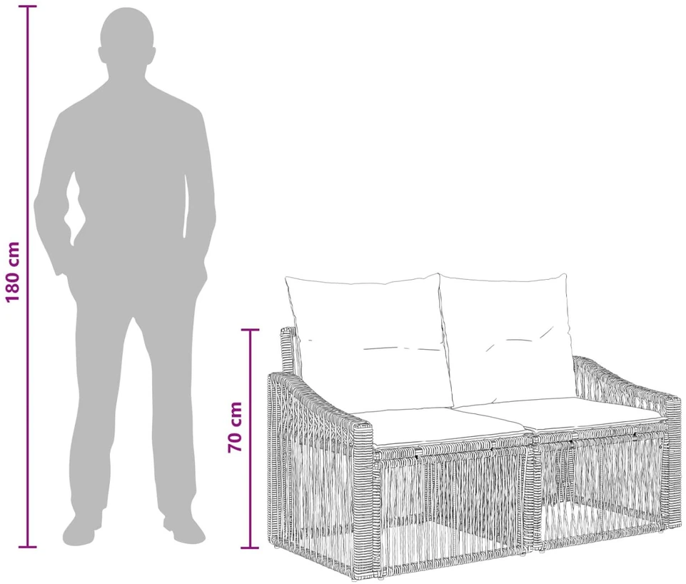 Lauko baldų komplektas Sodo Sofų Rinkinys 5 vnt. Smėlio poliratanas