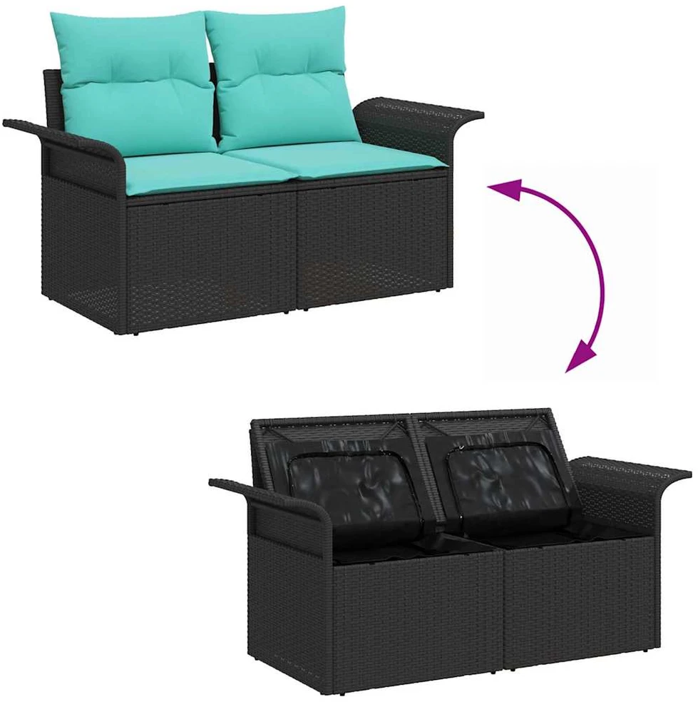 Sodo Sofų Rinkinys 7 vnt. Juoda poliratanas