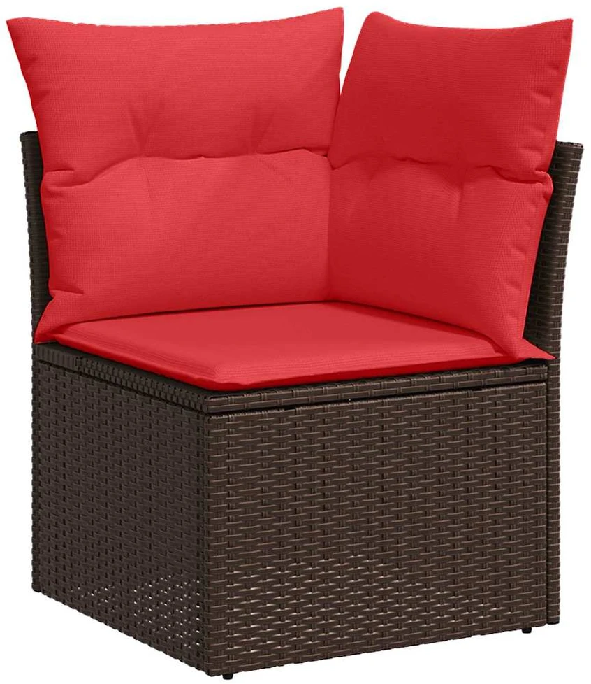 Sodo Sofų Rinkinys 7 vnt. Ruda ir raudona