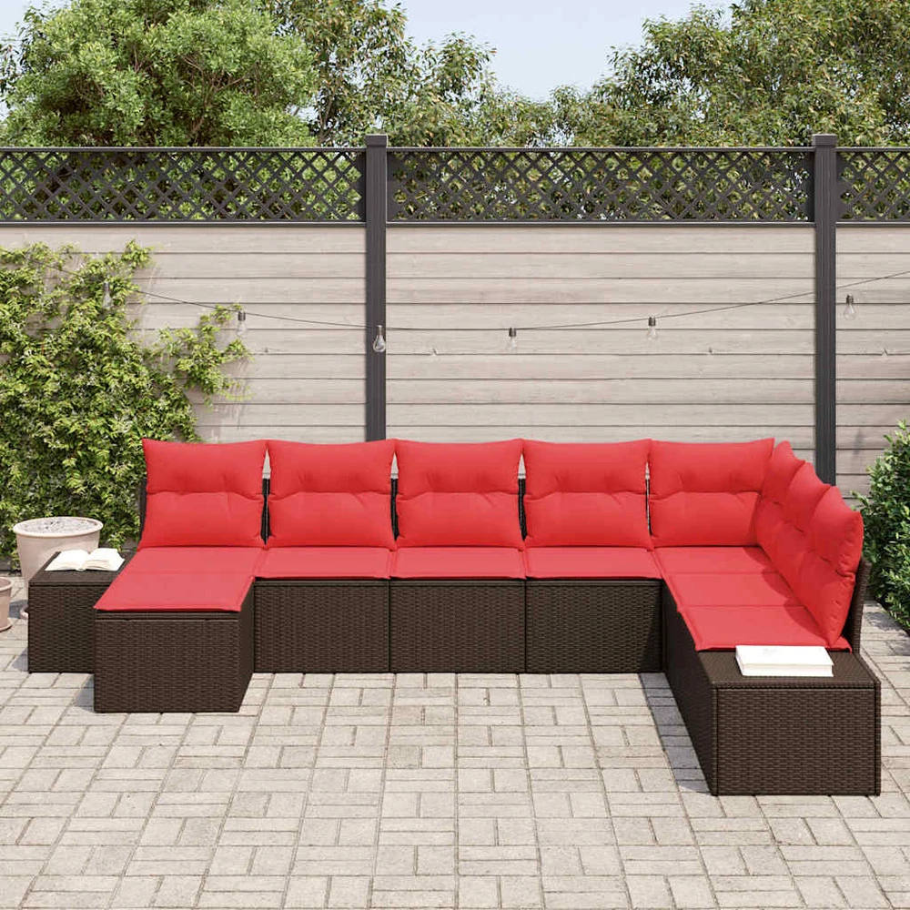 Sodo Sofų Rinkinys 8 vnt. Ruda poliratanas