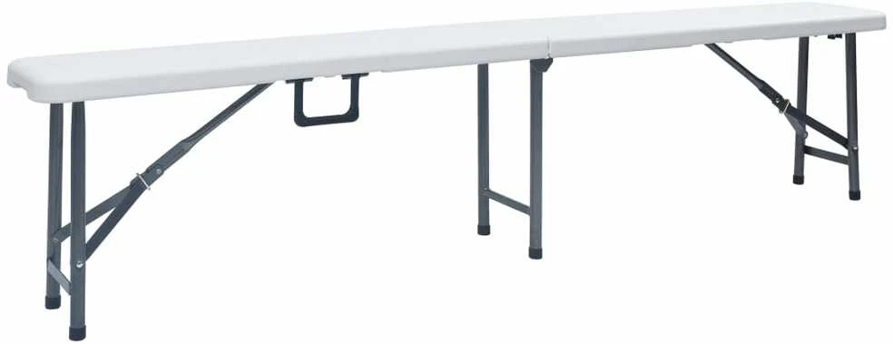 Sodo stalas su 2 suoliukais, baltas, 180cm, plienas ir HDPE
