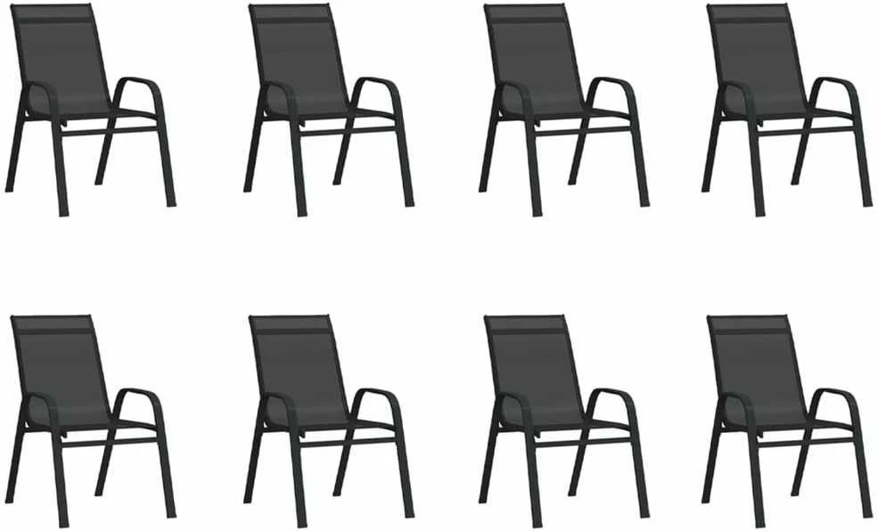 Lauko baldų komplektas Sodo valgomojo baldų komplektas, 9 dalių, juodos spalvos