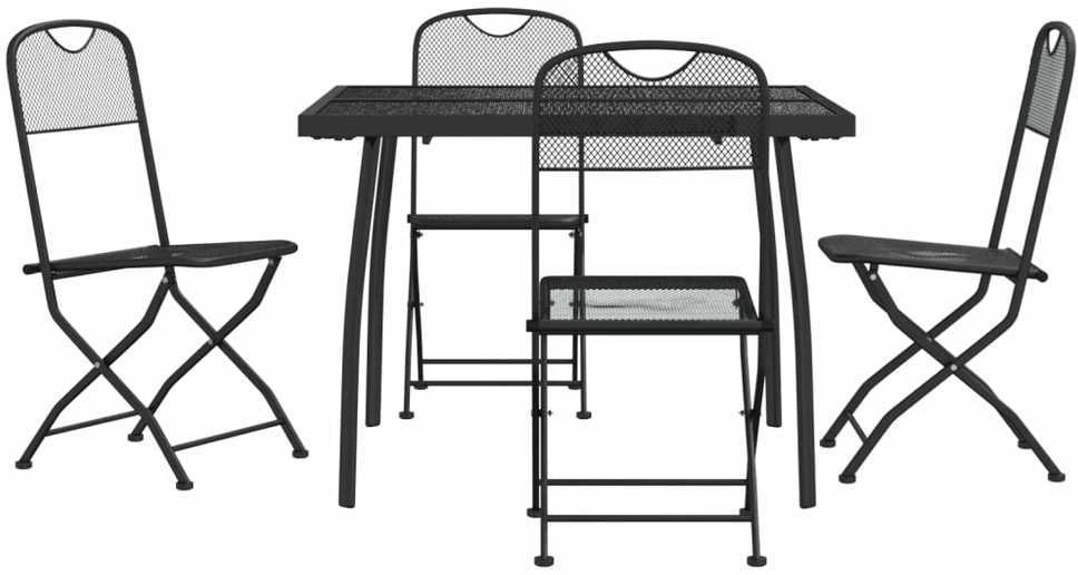 Lauko baldų komplektas Sodo valgomojo baldų komplektas, 5 dalių, antracito, metalas