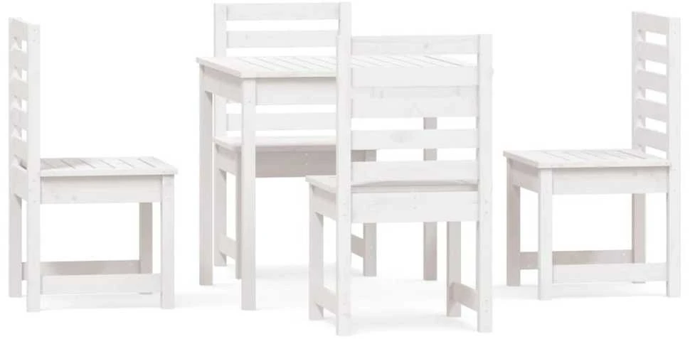 Lauko baldų komplektas Sodo valgomojo baldų komplektas, 5 dalių, baltas, pušis
