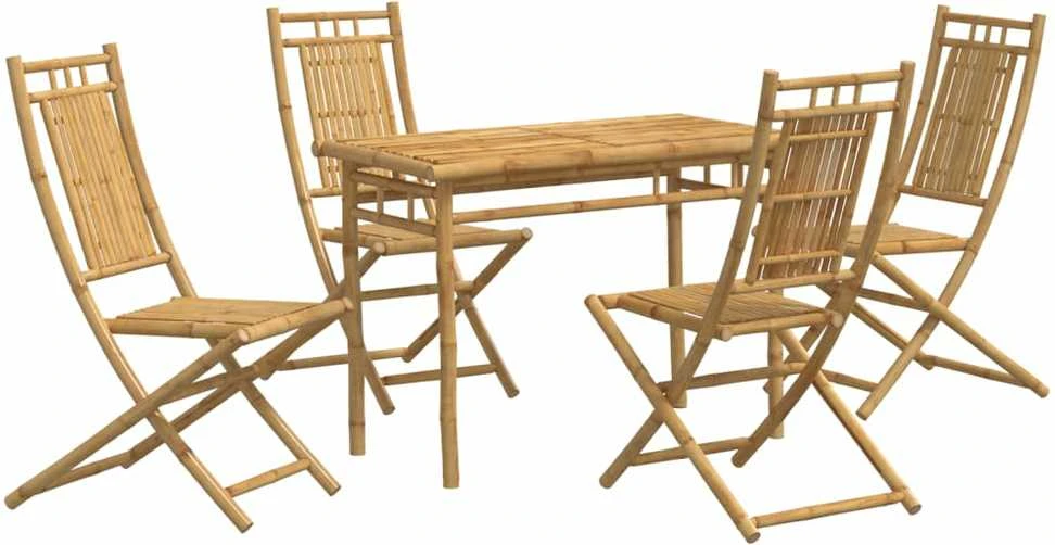 Lauko baldų komplektas Sodo valgomojo baldų komplektas, 5 dalių, bambukas