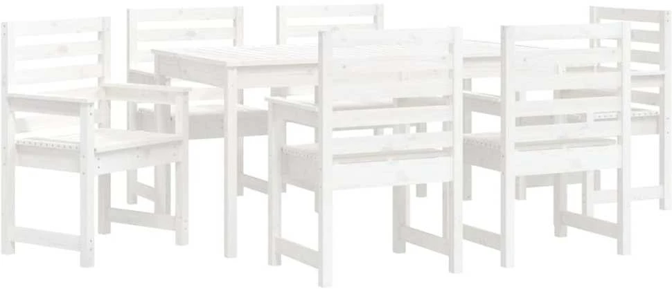 Sofa Sodo valgomojo baldų komplektas, 7 dalių, baltas, pušis