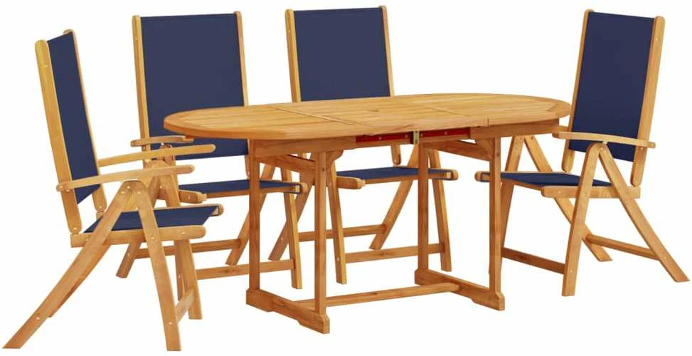 Lauko baldų komplektas Sodo valgomojo komplektas, 5 dalių, akacija ir tekstilenas