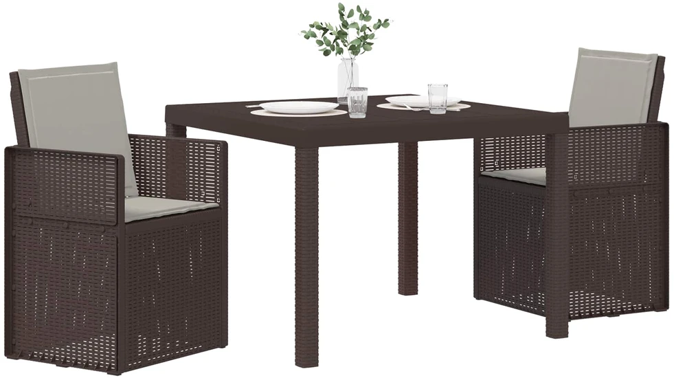 Sodo valgomojo komplektas 3 pcs Rudas ir šviesiai pilkas PP