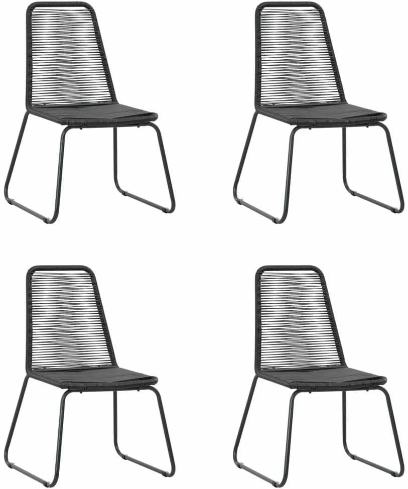 Lauko baldų komplektas Sodo valgomojo komplektas, 5 dalių, juodas, PVC ratanas