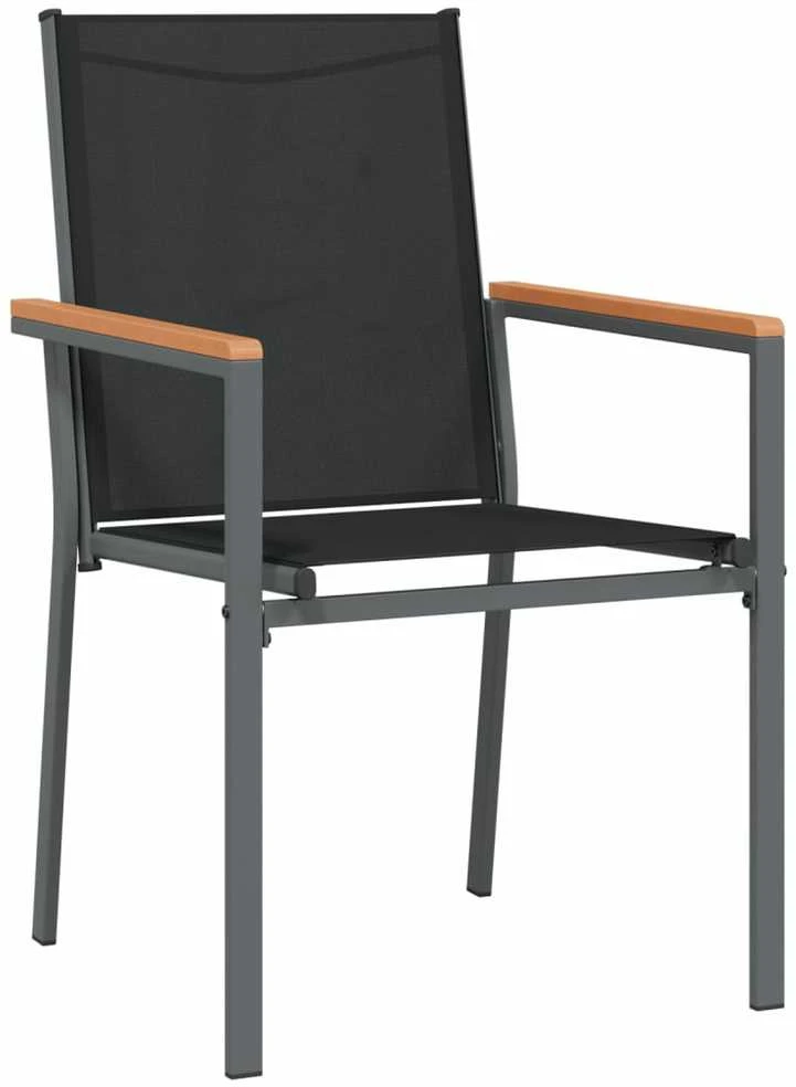 Lauko baldų komplektas Sodo valgomojo komplektas, 5 dalių, juodas, tekstilenas/plienas