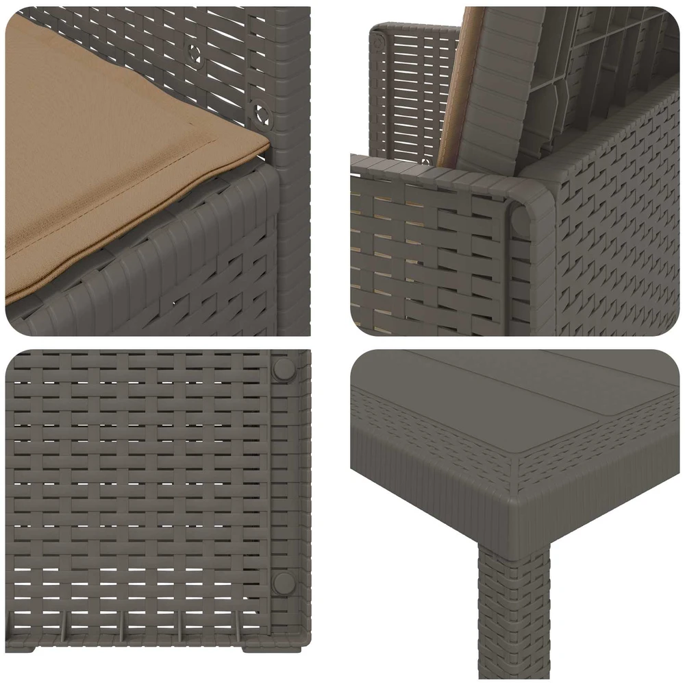 Sodo valgomojo komplektas 9 vnt. Šviesiai pilka, Taupe PP