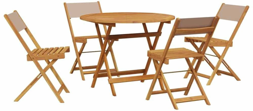 Lauko baldų komplektas Sodo valgomojo komplektas, 5 dalių, taupe, audinys ir mediena