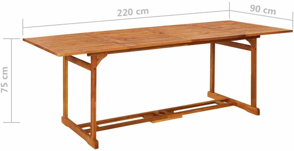 Lauko baldų komplektas Sodo valgomojo komplektas, 9 dalių, 220x90x75 cm, akacija