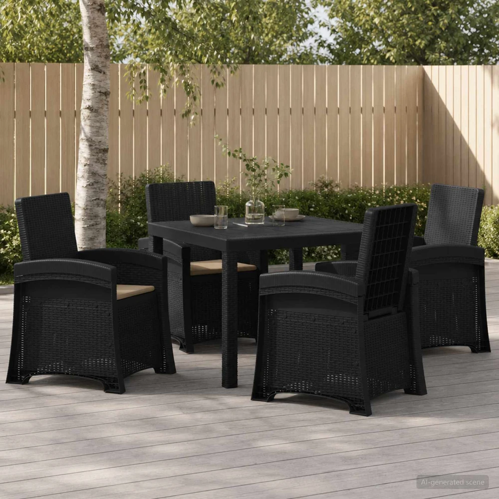 Lauko baldų komplektas Sodo valgomojo komplektas 5 vnt. Antracito ir taupe 100 cm PP