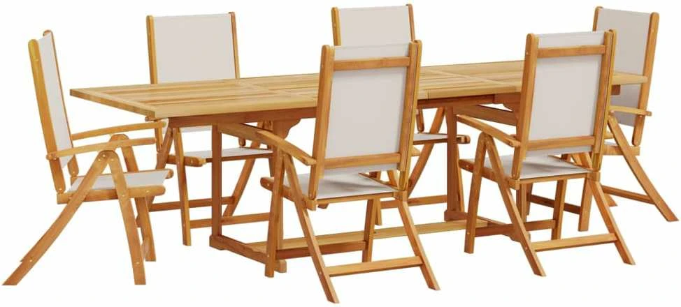 Sodo valgomojo komplektas, 7 dalių, akacija ir tekstilenas