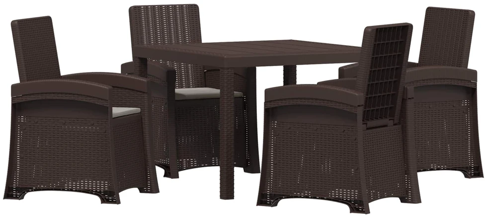 Lauko baldų komplektas Sodo valgomojo komplektas 5 vnt. Ruda ir šviesiai pilka 100 cm