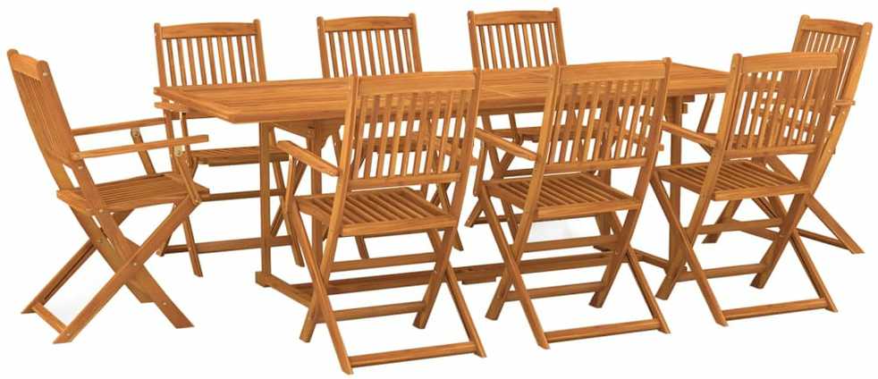 Lauko baldų komplektas Sodo valgomojo komplektas, 9 dalių, 220x90x75 cm, akacija