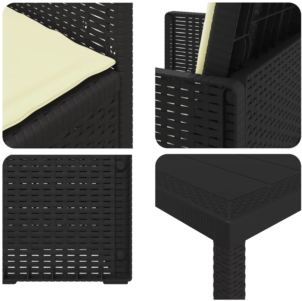 Sodo valgomojo komplektas 9 vnt. Antracito ir kreminė PP