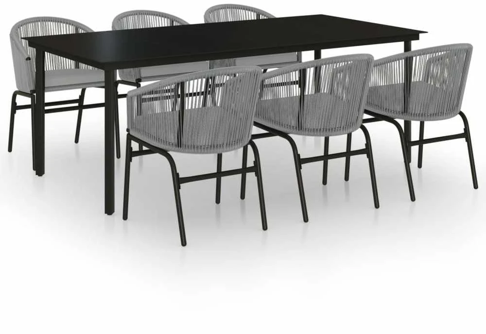 Lauko baldų komplektas Sodo valgomojo komplektas, 7 dalių, pilkas