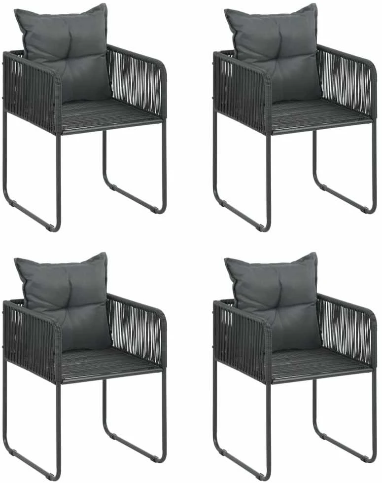 Lauko baldų komplektas Sodo valgomojo komplektas, 5 dalių, juodas, PVC ratanas
