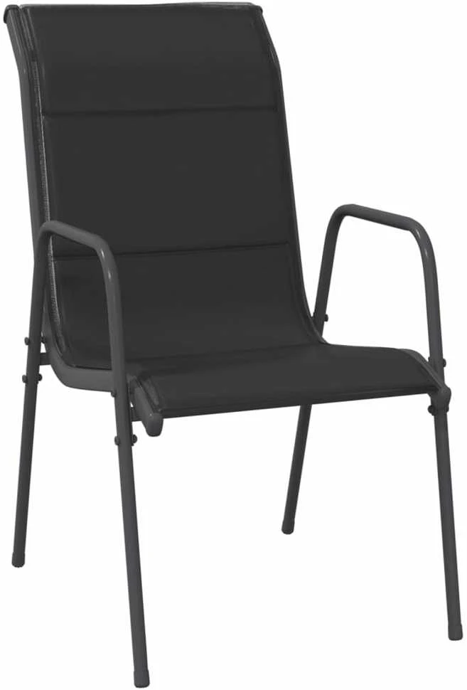 Lauko baldų komplektas Sodo valgomojo komplektas, 5 dalių, juodas, plienas/tekstilenas